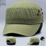 کلاه بزرگسال کلاسیک سرتخت طرح پرچ دار ستاره دار رنگ سبز سدری کد KBKSTDSDRSS001