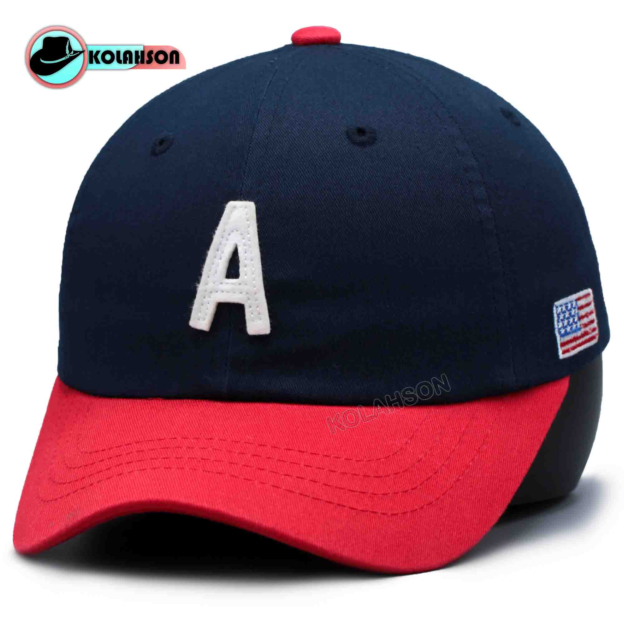 کلاه بچگانه ی اسپرت بیسبالی طرح A تک رنگ به رنگ سرمه ای با نقاب قرمز مناسب سایز 52 تا 55 کد KBEBTATRBRSBNGHMS52T55001