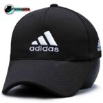کلاه بزرگسال اسپرت بیسبالی طرح Adidas سه خط با پارچه جودون تک رنگ رنگ مشکی کد KBEBTASKHBPJTRM001