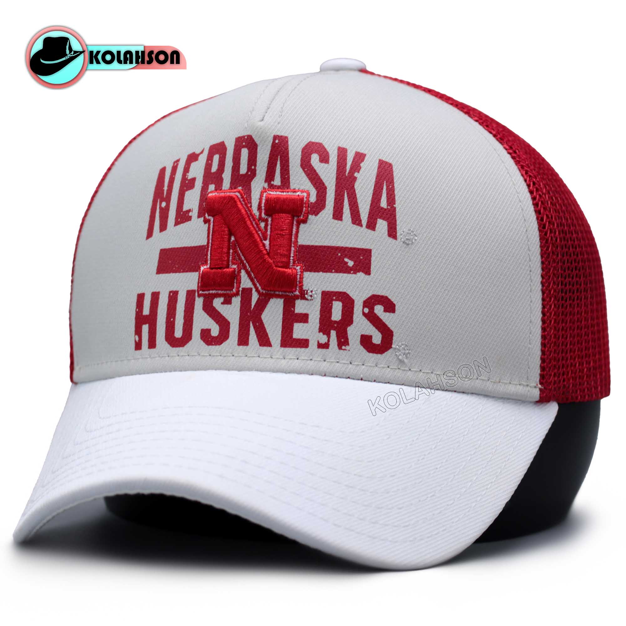 کلاه بزرگسال اسپرت بیسبالی پشت توری اورجینالی Adidas طرح Nebraska تک رنگ سفید تور قرمز کد KBEBPOATNTRSTGH001