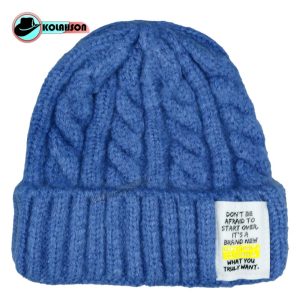 کلاه بزرگسال زمستانه بافت با طرح بافت زنجیری لیبل دار با 14 رنگ متفاوت کد KBZBBTBZLDB14RM004