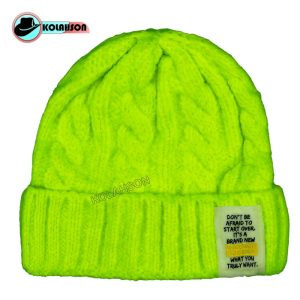 کلاه بزرگسال زمستانه بافت با طرح بافت زنجیری لیبل دار با 14 رنگ متفاوت کد KBZBBTBZLDB14RM005