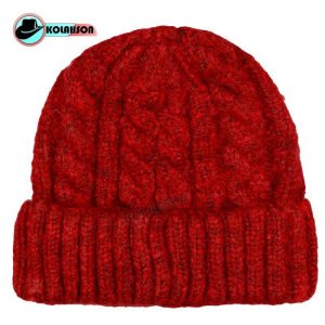 کلاه بزرگسال زمستانه بافت با طرح بافت زنجیری لیبل دار با 14 رنگ متفاوت کد KBZBBTBZLDB14RM016